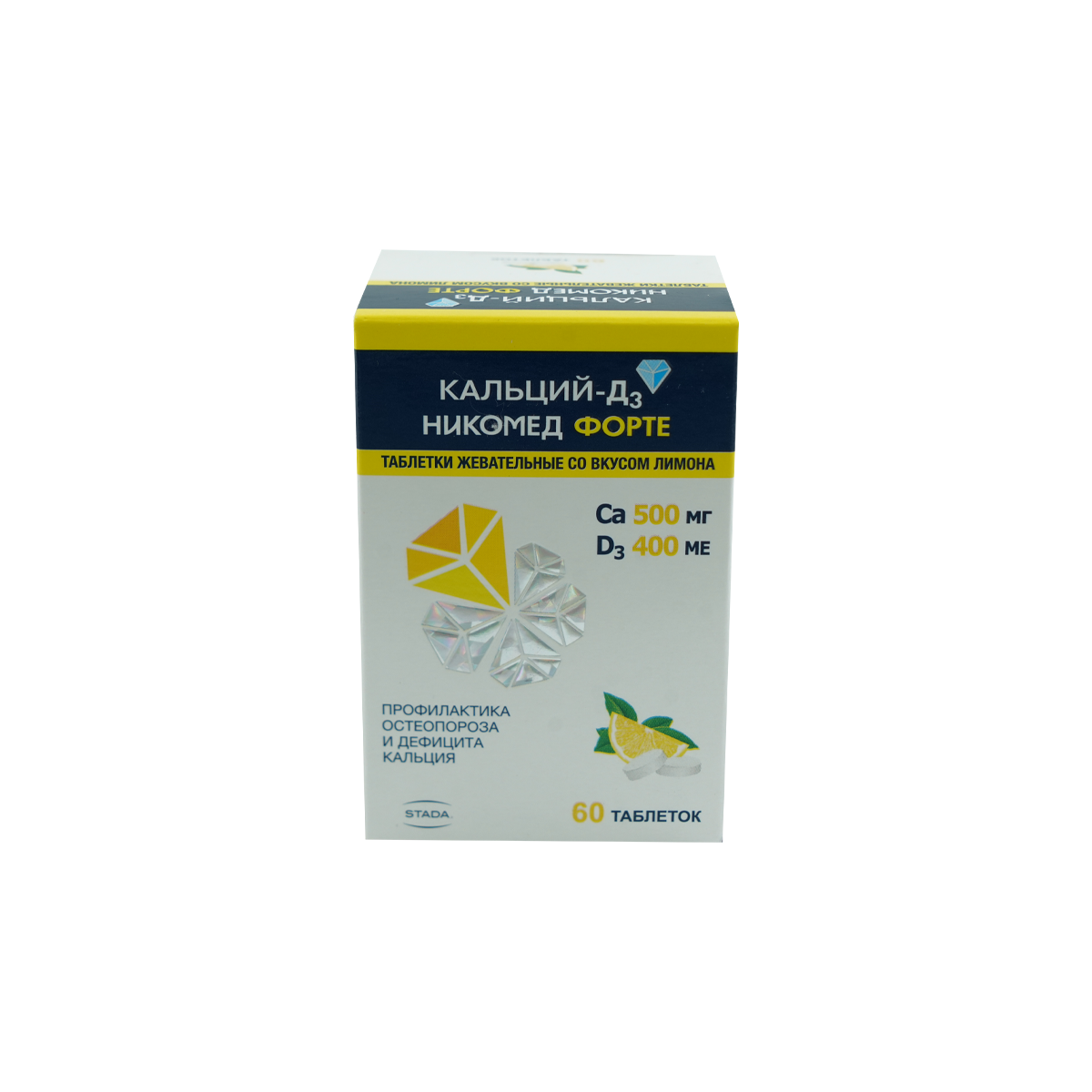 Monos Кальций Д3 форте 500мг/400 ОУН (лимон)№60