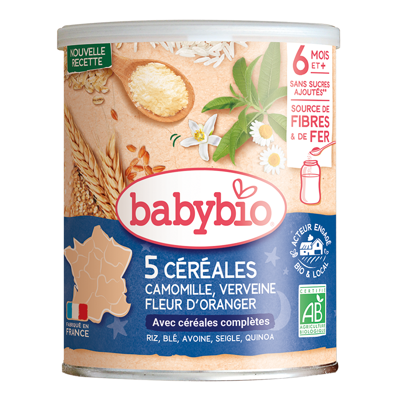 Monos Babybio хүүхдийн каш олон төрлийн үр тариатай жүржийн цэцэг алтан товч цэцгийн хандтай /Шөнийн каш/ 220гр 6+ сар