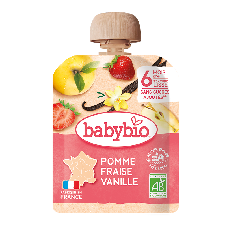 Monos BabyBio алим гүзээлзгэнэ ванилтай нухаш 90гр 6+сар