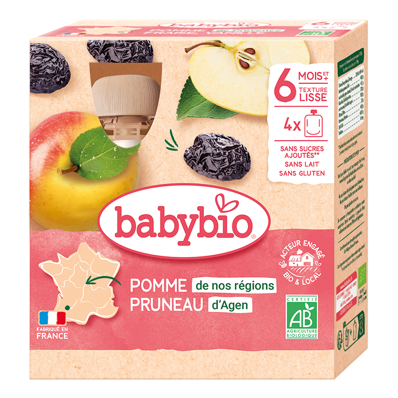 Monos Babybio хайрцагтай алим чавгатай нухаш 90гр хайрцгандаа 4ш 6+ сар