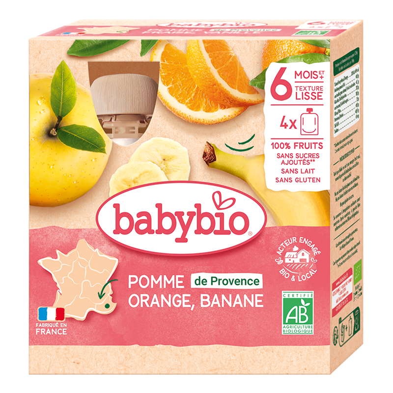 Monos Babybio хайрцагтай алим жүрж гадилын нухаш 90гр хайрцгандаа 4ш 6+ сар