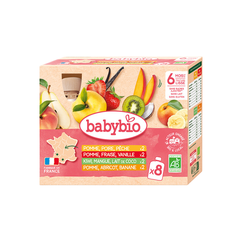 Monos Babybio Хайрцагтай холимог жимсний нухаш 90гр*8ш 6+сар