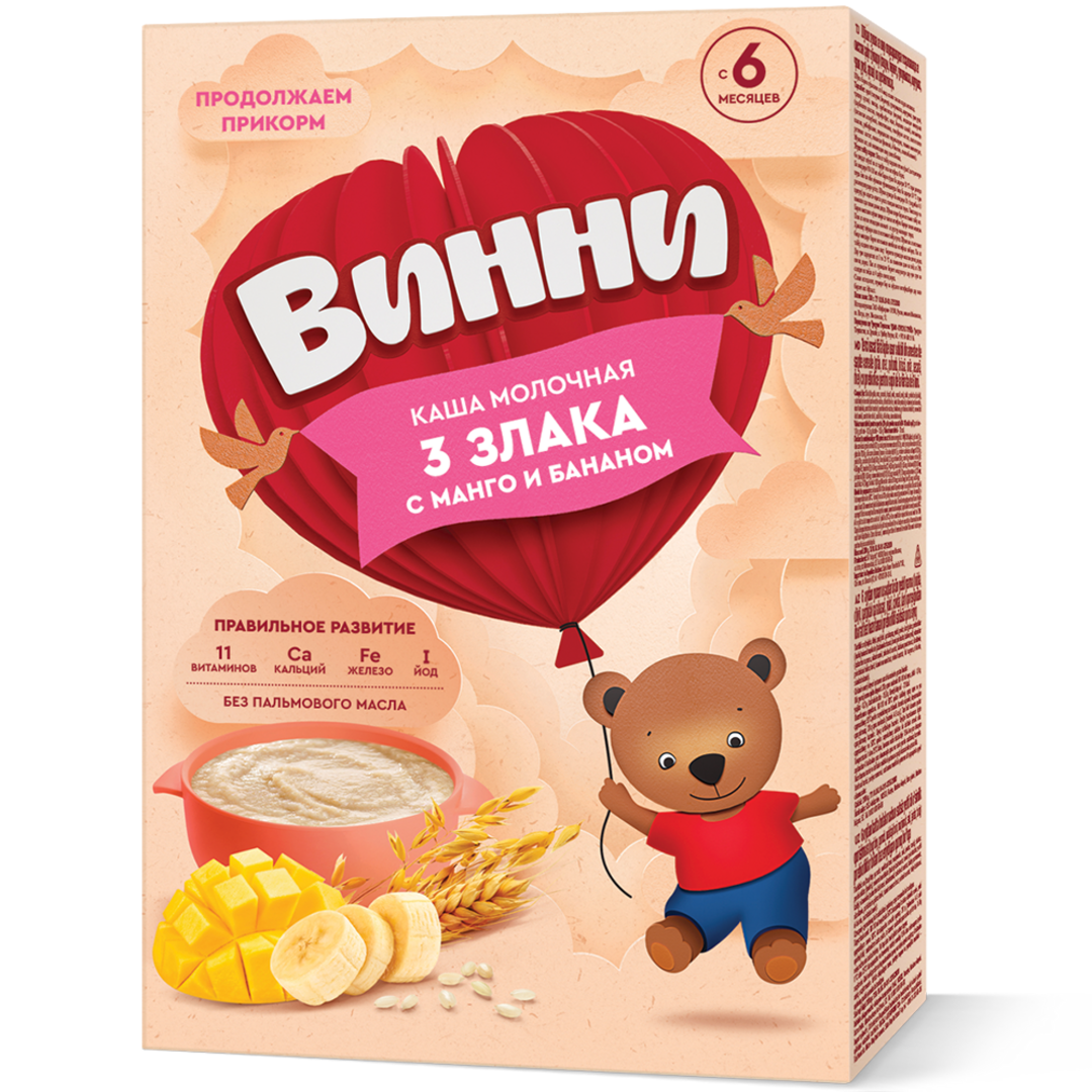 Monos Infafrim Винни манго , гадил 3 төрлийн үр тарианы каш 5-200 гр
