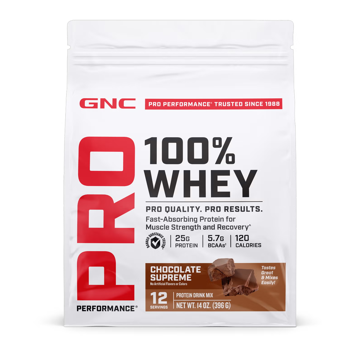 Monos GNC Pro 100% Whey 2.0 - Шоколадтай уураг (12 Servings) 396гр
