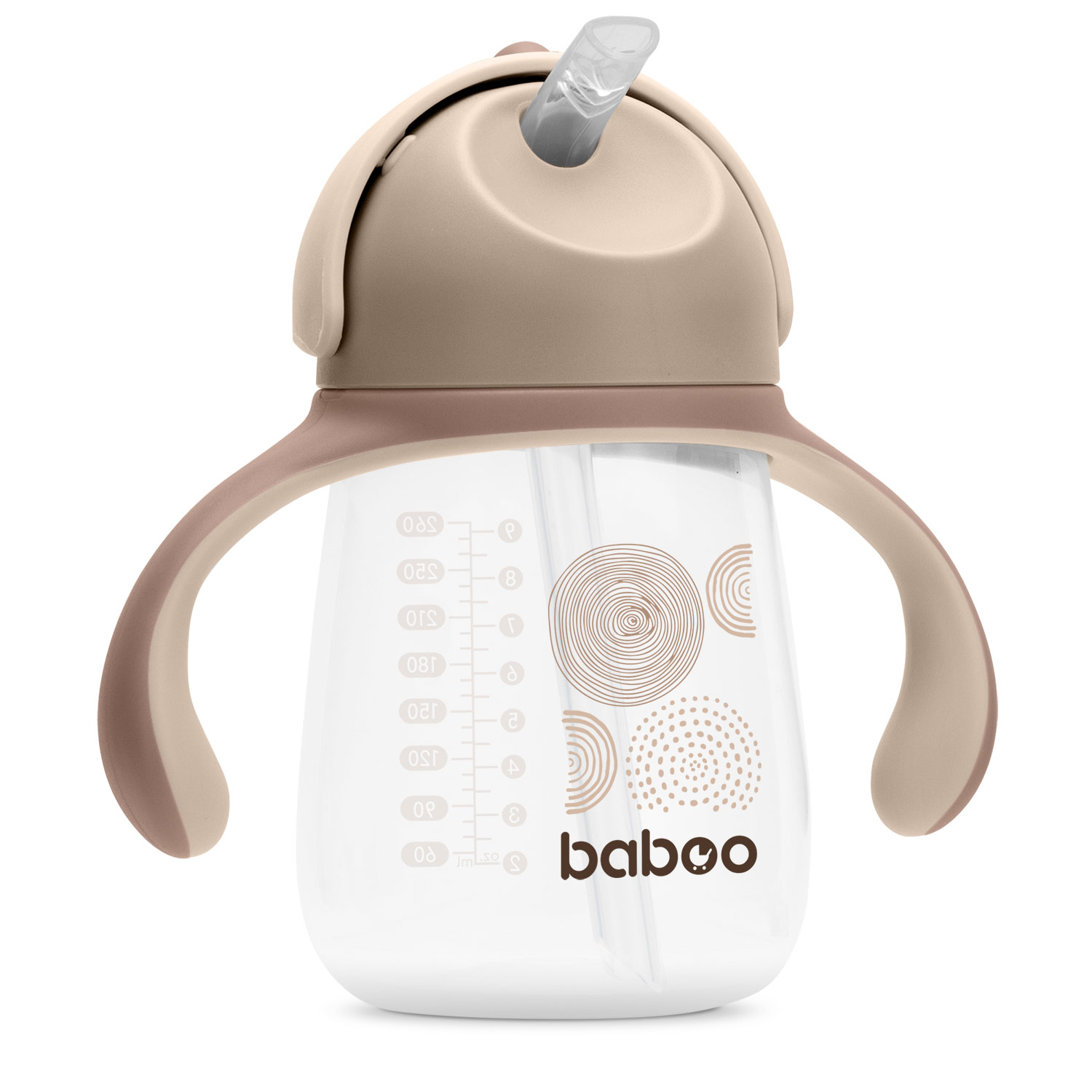 Monos Baboo силикон соруултай аяга бариул, тагтай бор 9+сар 260мл