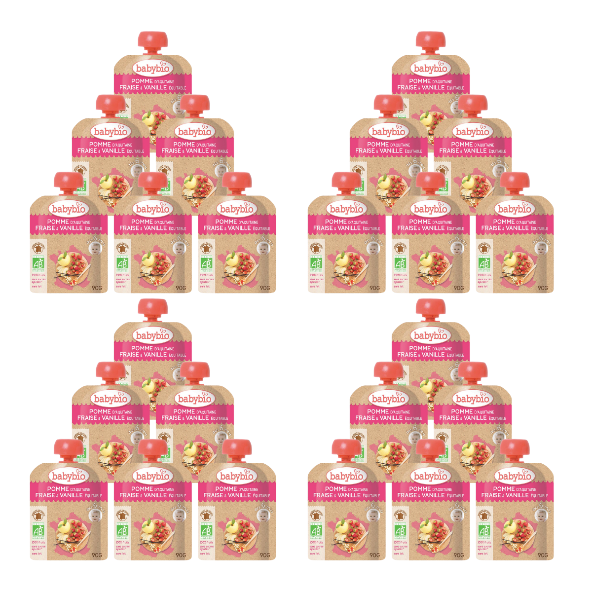 Monos Багц Babybio 6+сар алим гүзээлзгэнэ ванилтай нухаш 90гр*24ш