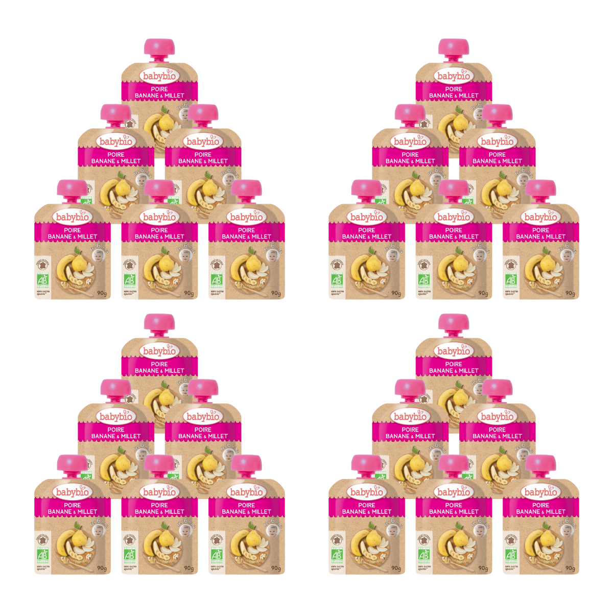 Monos Багц Babybio 6+сар лийр банана шар будаатай 90гр*24ш